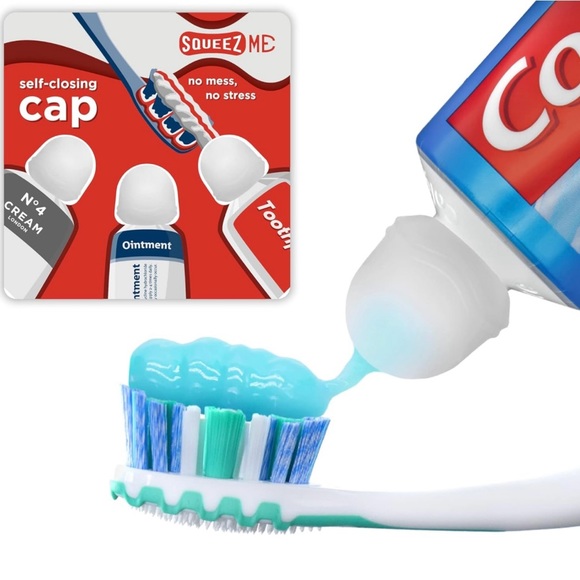 Toothpaste Cap 6pc Multi-Color Self Closing - Picture 2 of 7